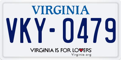 VA license plate VKY0479