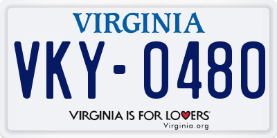 VA license plate VKY0480