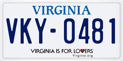 VA license plate VKY0481