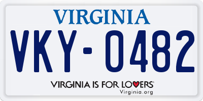 VA license plate VKY0482