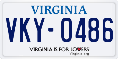 VA license plate VKY0486