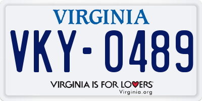 VA license plate VKY0489