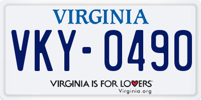VA license plate VKY0490