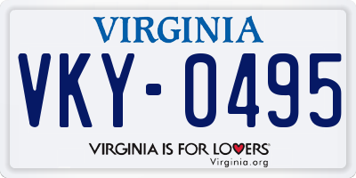VA license plate VKY0495