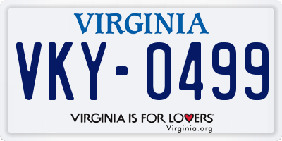 VA license plate VKY0499
