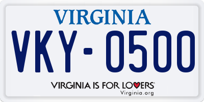 VA license plate VKY0500