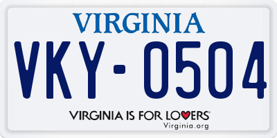 VA license plate VKY0504