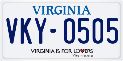 VA license plate VKY0505