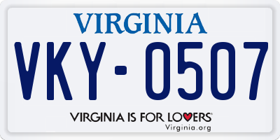 VA license plate VKY0507
