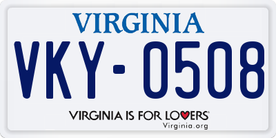 VA license plate VKY0508