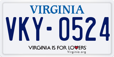 VA license plate VKY0524