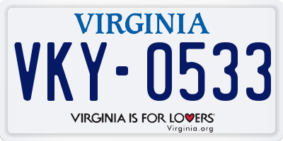 VA license plate VKY0533
