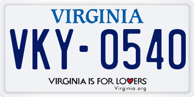 VA license plate VKY0540