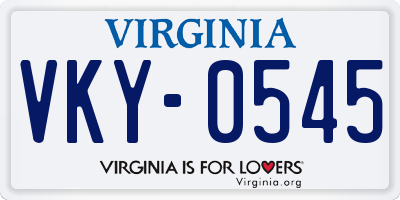 VA license plate VKY0545