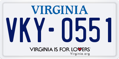 VA license plate VKY0551