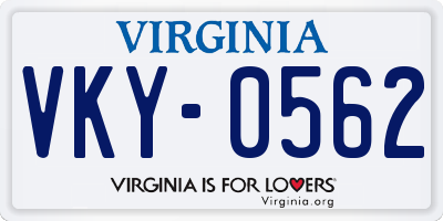 VA license plate VKY0562
