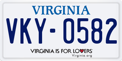 VA license plate VKY0582