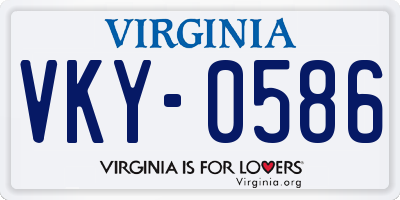 VA license plate VKY0586