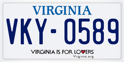 VA license plate VKY0589