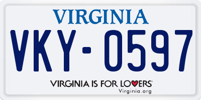 VA license plate VKY0597