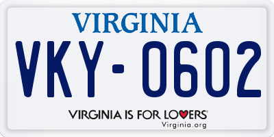 VA license plate VKY0602