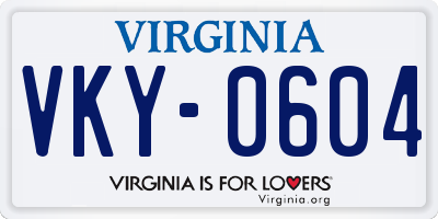 VA license plate VKY0604
