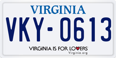 VA license plate VKY0613
