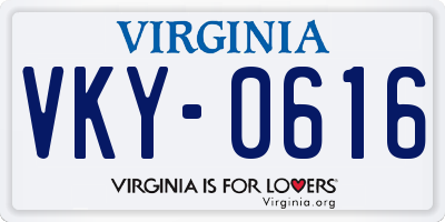 VA license plate VKY0616