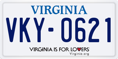 VA license plate VKY0621