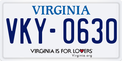 VA license plate VKY0630