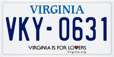 VA license plate VKY0631