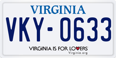 VA license plate VKY0633