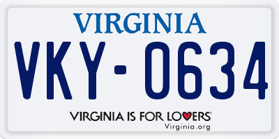 VA license plate VKY0634