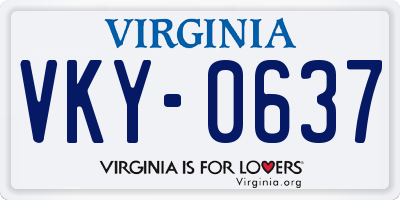 VA license plate VKY0637
