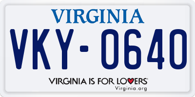 VA license plate VKY0640