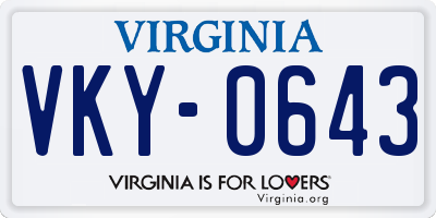 VA license plate VKY0643