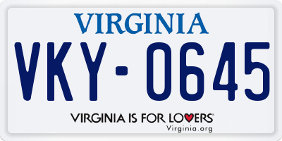 VA license plate VKY0645