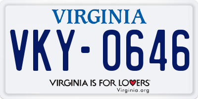 VA license plate VKY0646