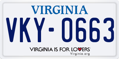 VA license plate VKY0663