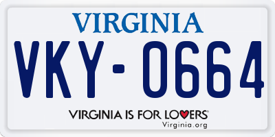 VA license plate VKY0664