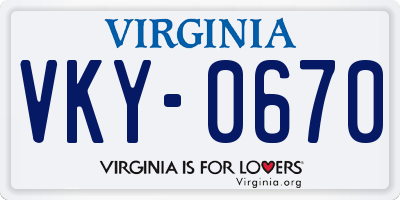 VA license plate VKY0670
