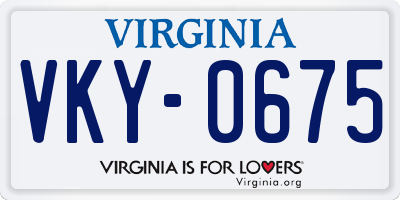 VA license plate VKY0675