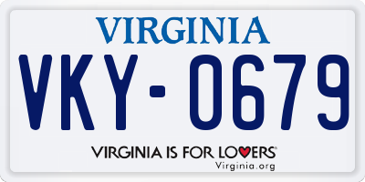 VA license plate VKY0679