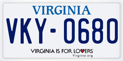 VA license plate VKY0680