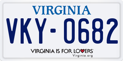 VA license plate VKY0682