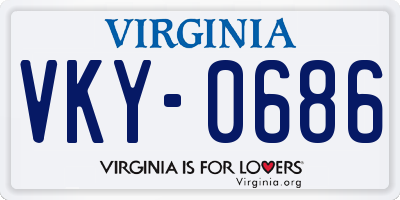 VA license plate VKY0686