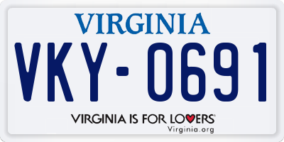 VA license plate VKY0691