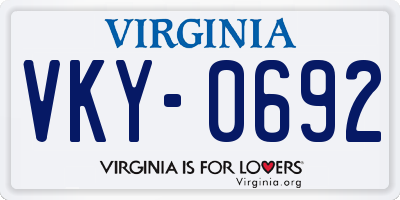 VA license plate VKY0692