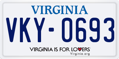 VA license plate VKY0693