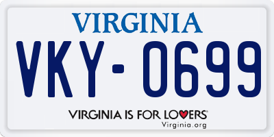 VA license plate VKY0699